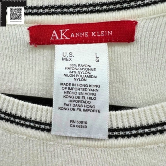 AK Anne Klein (Large EUC) Cream Long Sleeve Top with Button Detail - Picture 3 of 9